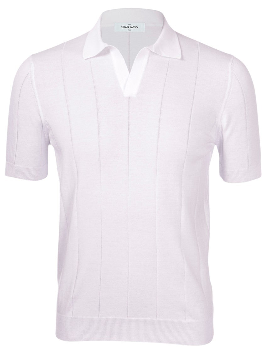 Paolo Fiorillo Capri Retro Vertical Ribbed Fresh Cotton Polo Shirt