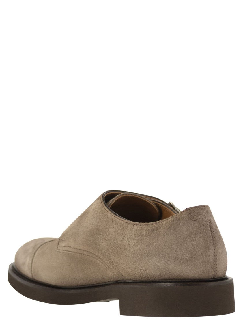 Doucal's Double Suede Buckle Shoes With Tone-On-Tone Stitching