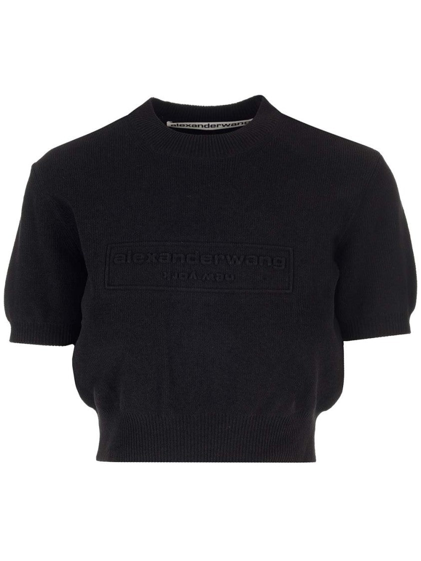Alexander Wang Embossed Logo Ribbed Ss Tee