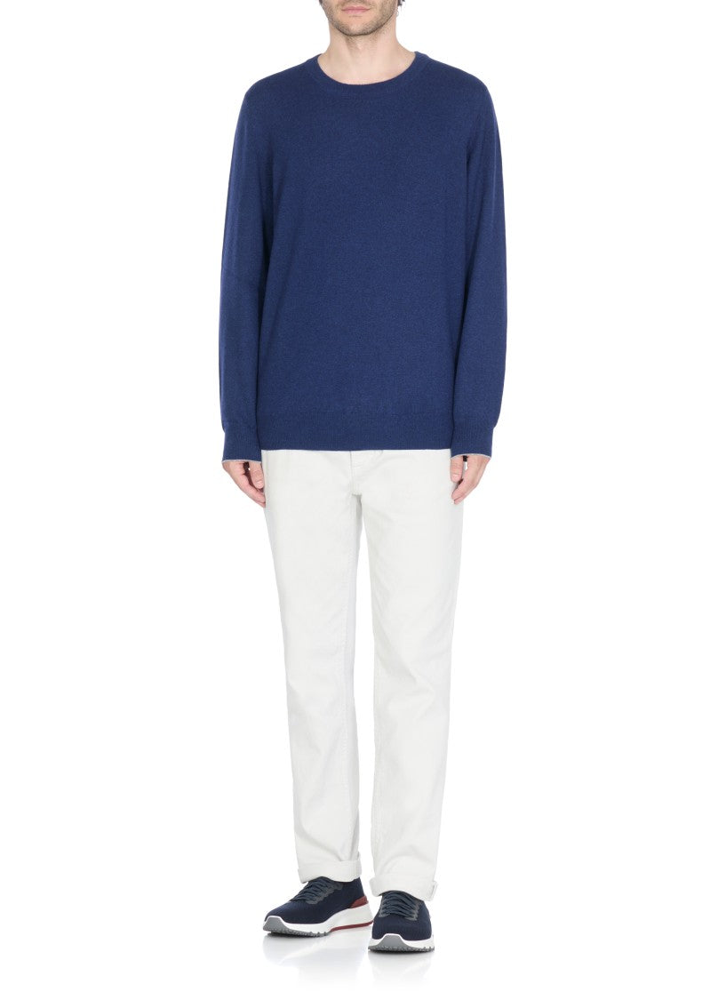 Brunello Cucinelli Relaxed Fit Blue Cashmere Sweater