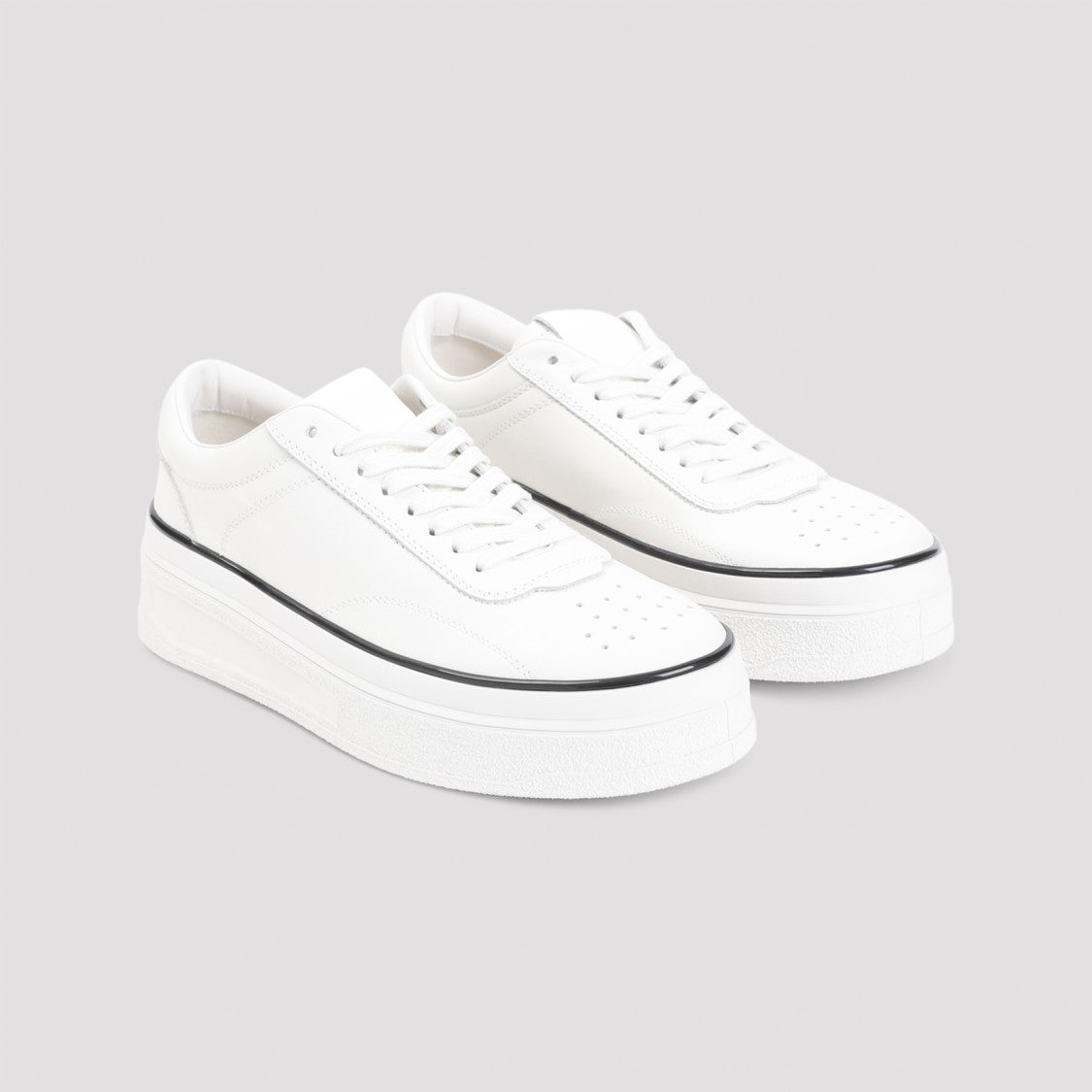 Jil Sander Elevated Platform Sneakers With Calf Leather And Refined Detailing