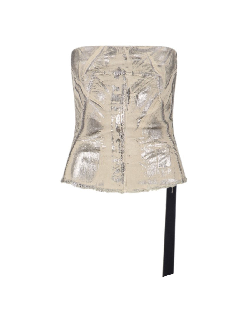 Drkshdw By Rick Owens Silver Cotton Blend Bustier Top