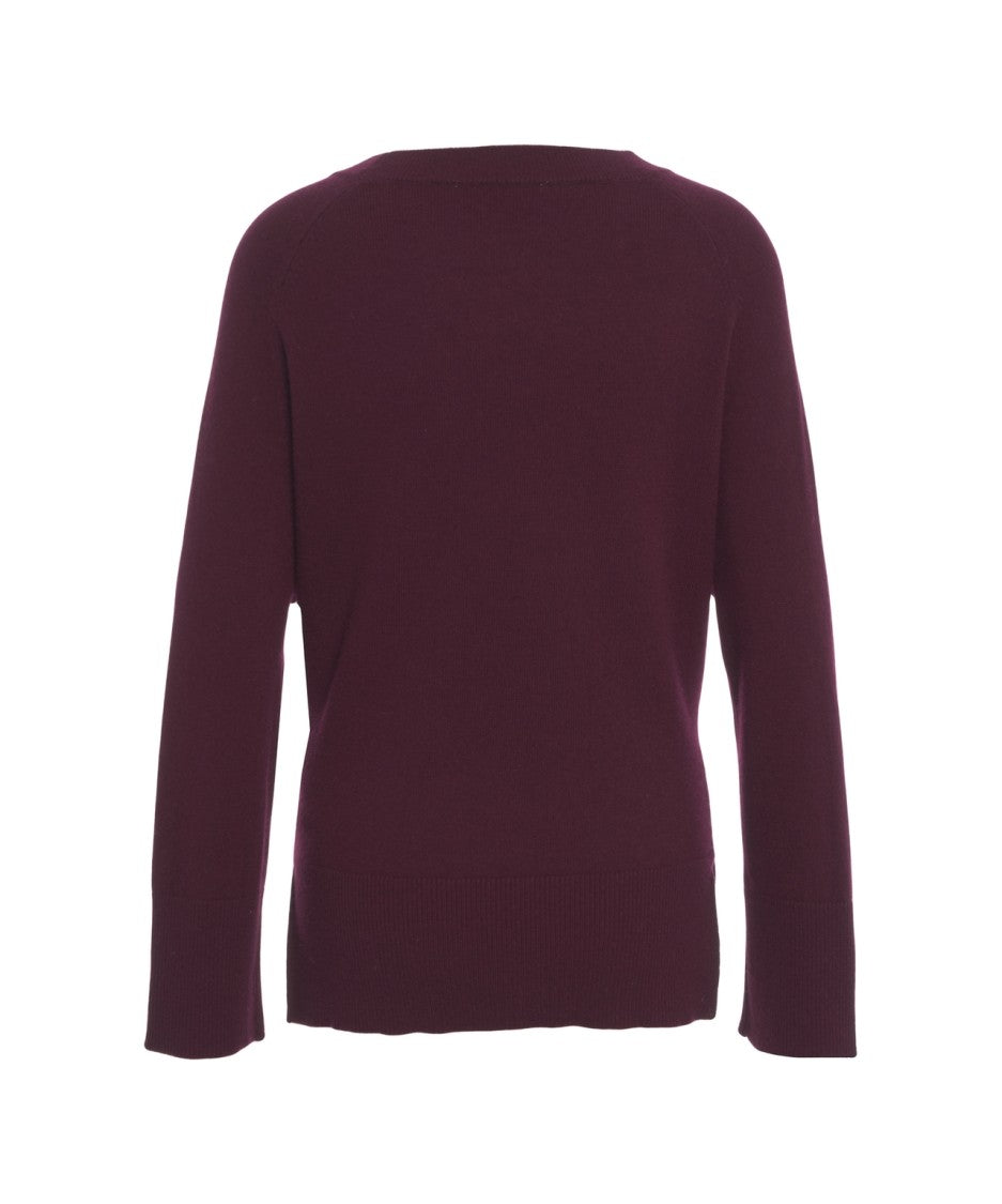 Kaos Deep Burgundy Knit Sweater With Ribbed Detailing