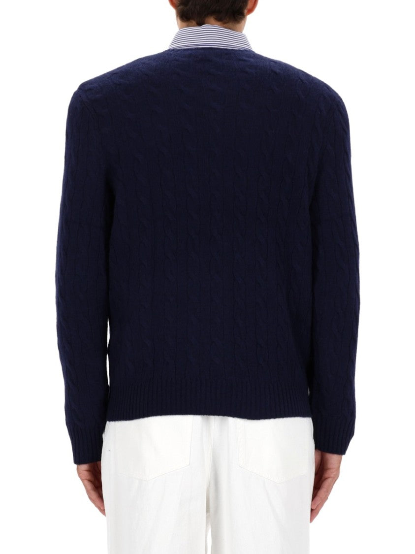 Polo Ralph Lauren Navy Cable-Knit Sweater With Ribbed Cuffs