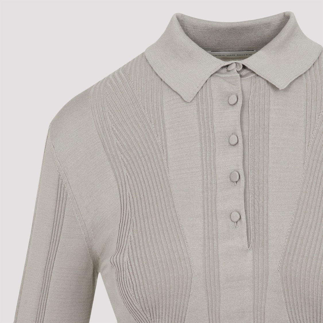 Dries Van Noten Gray Cotton Polo Top
