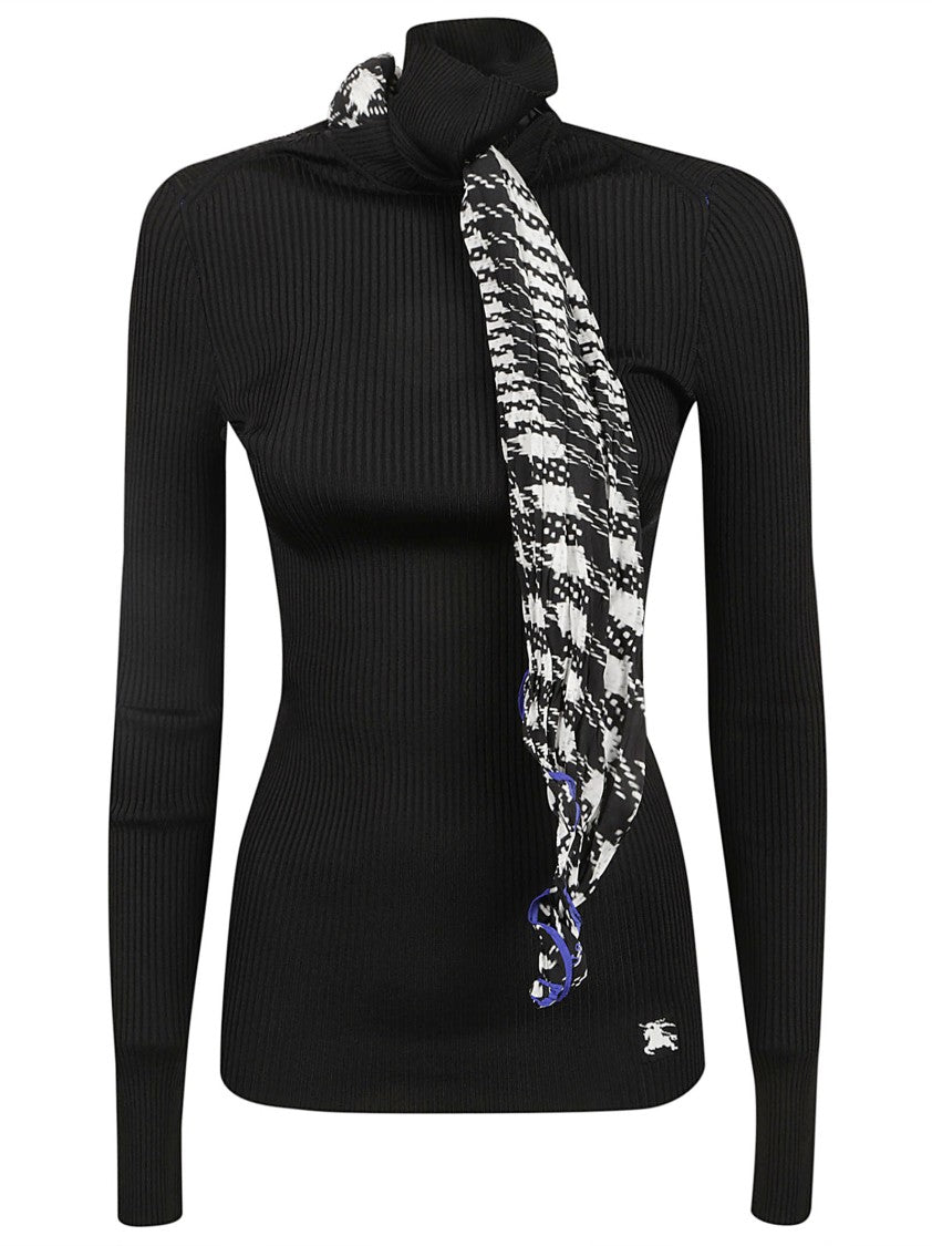 Burberry Ribbed Black Sweater With High Neck