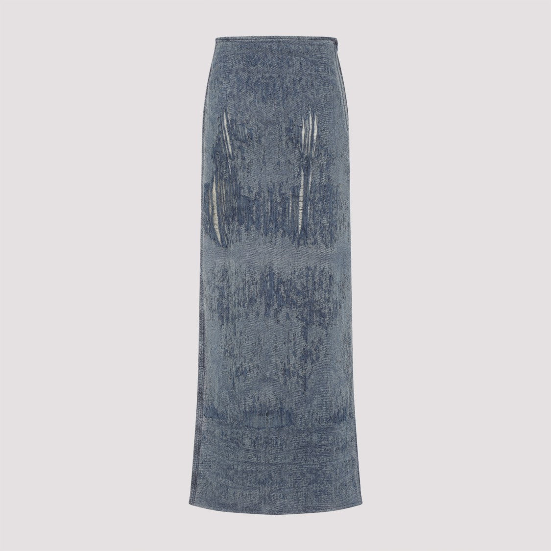 Diesel Faded Blue Denim Maxi Skirt With Side Slit