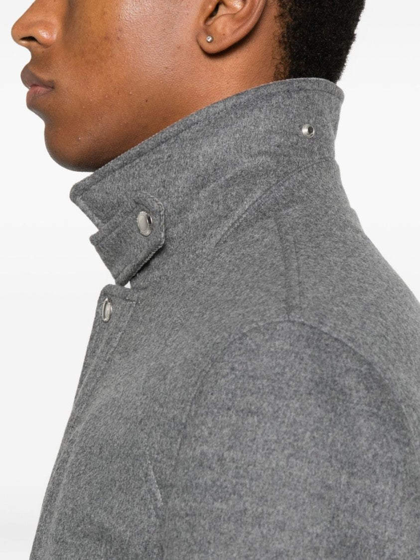 Brunello Cucinelli Structured Grey Jacket With High Collar And Tailored Finish