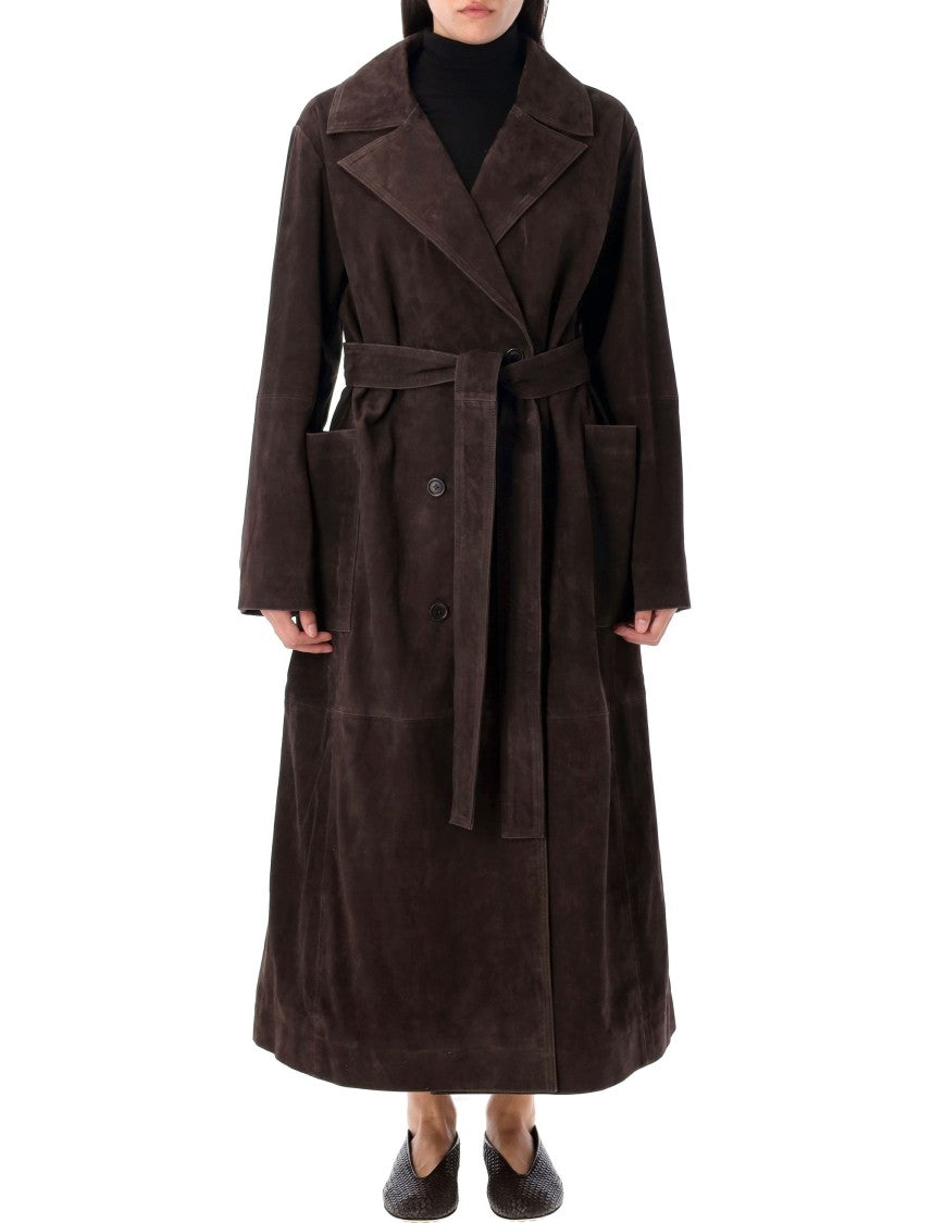 Róhe Long Suede Coat With Wide Lapel