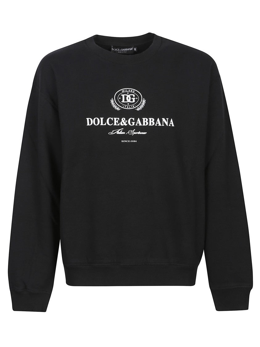 Dolce & Gabbana Logo-Embellished Black Sweatshirt With Ribbed Detailing