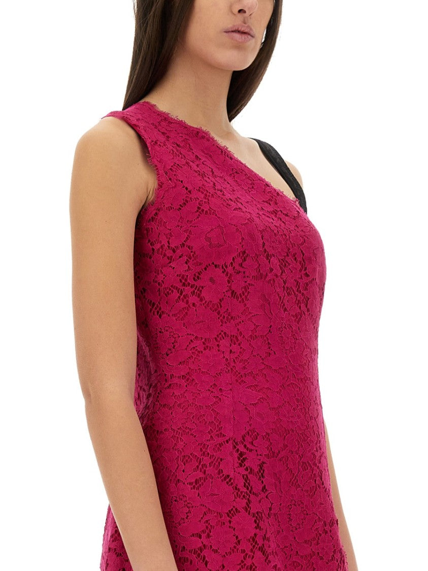 Dolce & Gabbana Mini Dress With Cordonet Lace Slit