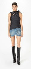 Coperni Asymmetrical Draped One-Shoulder Black Top