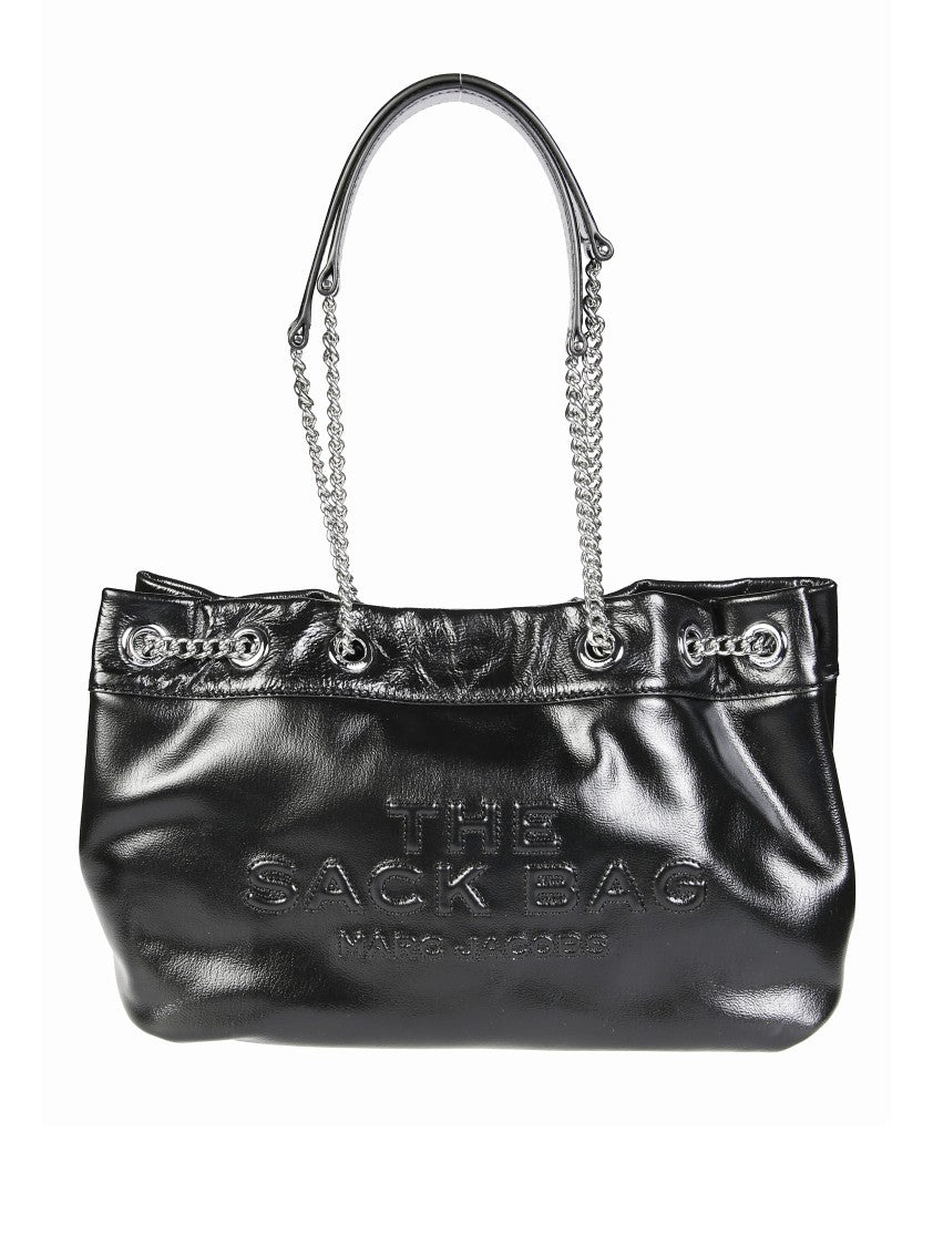 Marc Jacobs Rectangular Black Leather Chain Sack With Polished Structure