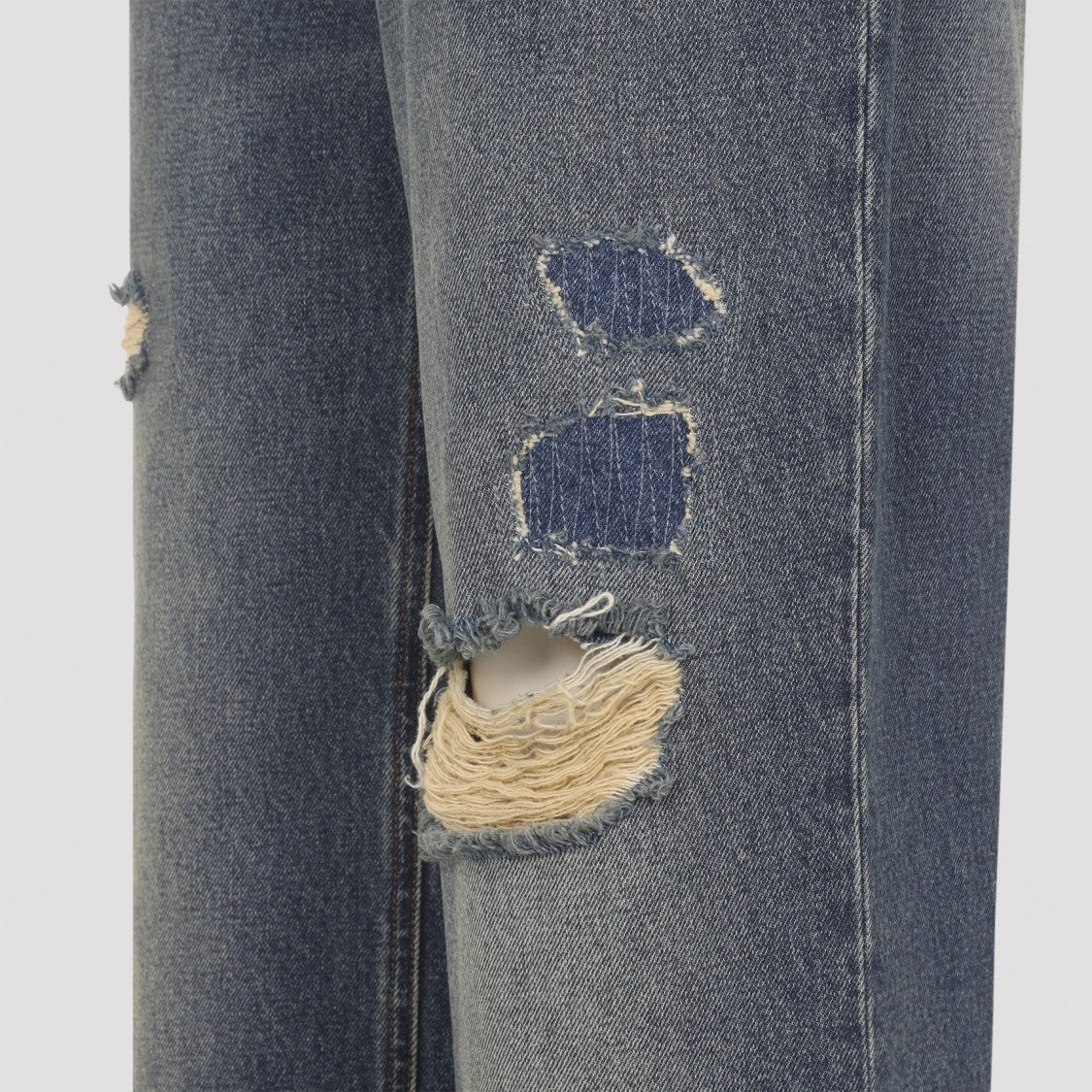 Dolce & Gabbana High-Waisted Straight-Leg Jeans With Distressed Details