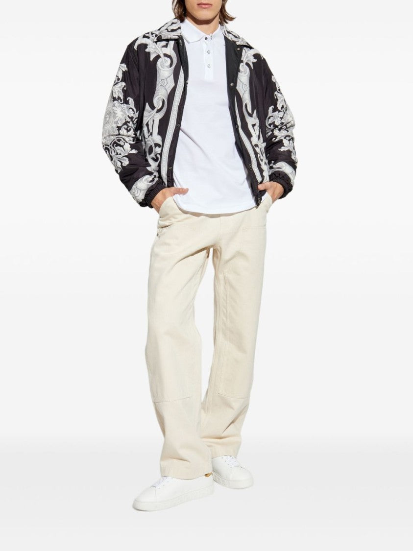 Versace Baroque Patterned Black And Silver Versace Jacket