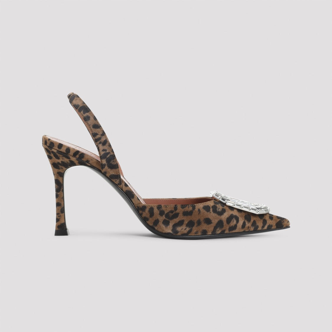 Amina Muaddi Pointed-Toe Slingback Heels With Crystal Embellishment
