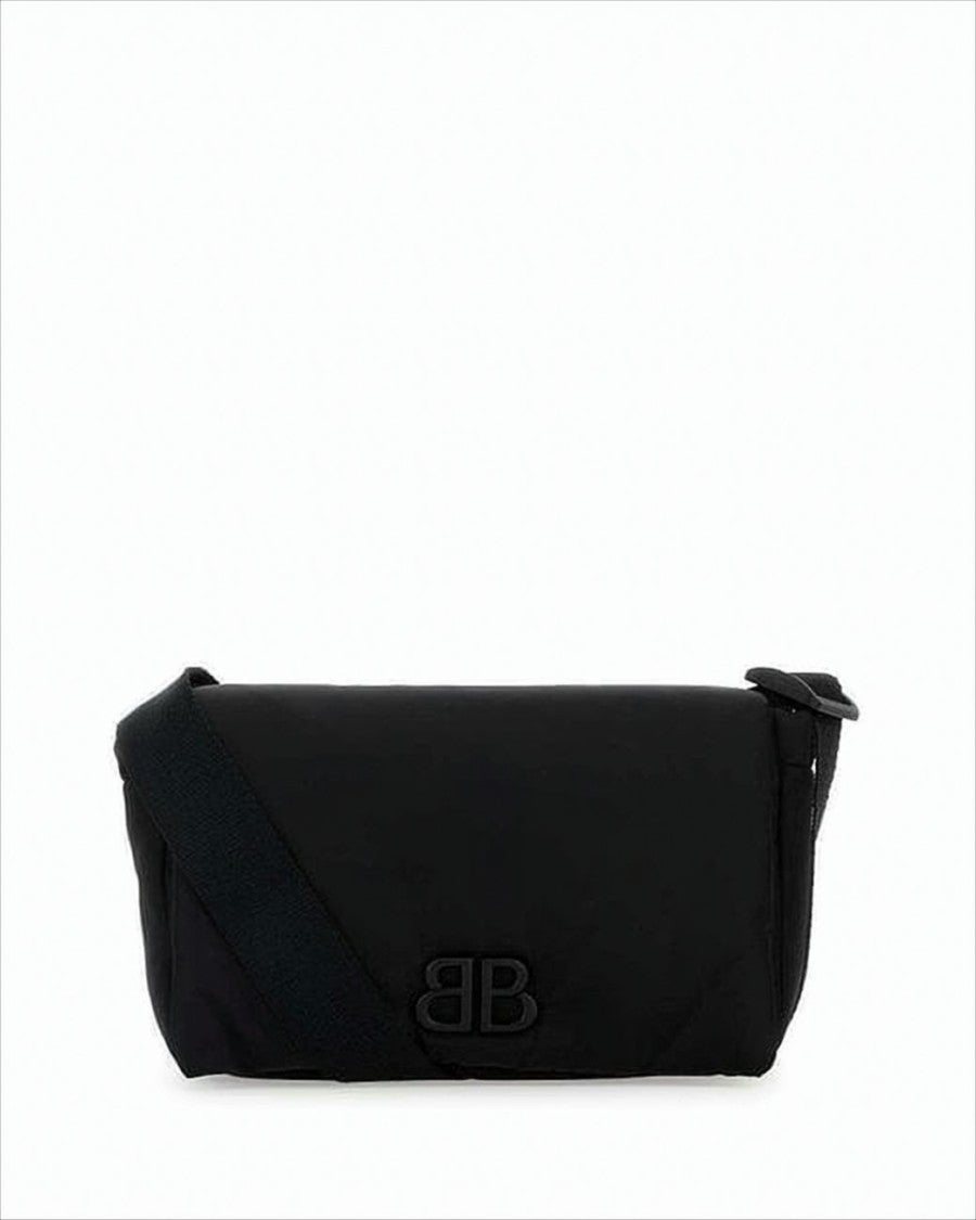 Balenciaga Minimalist Rectangular Black Crossbody Bag With Embossed Logo