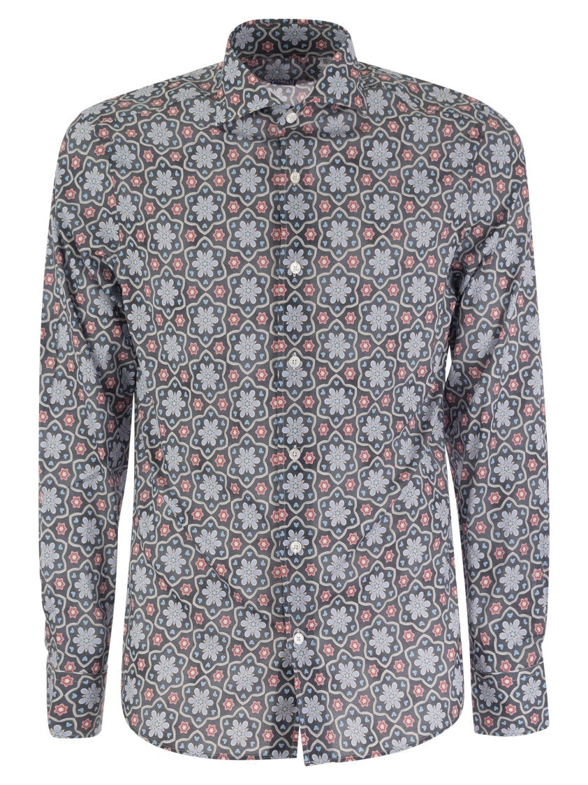 Fedeli Printed Stretch Cotton Voile Shirt