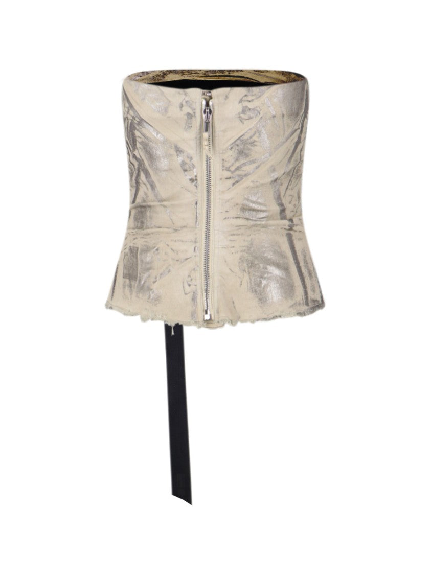 Drkshdw By Rick Owens Silver Cotton Blend Bustier Top
