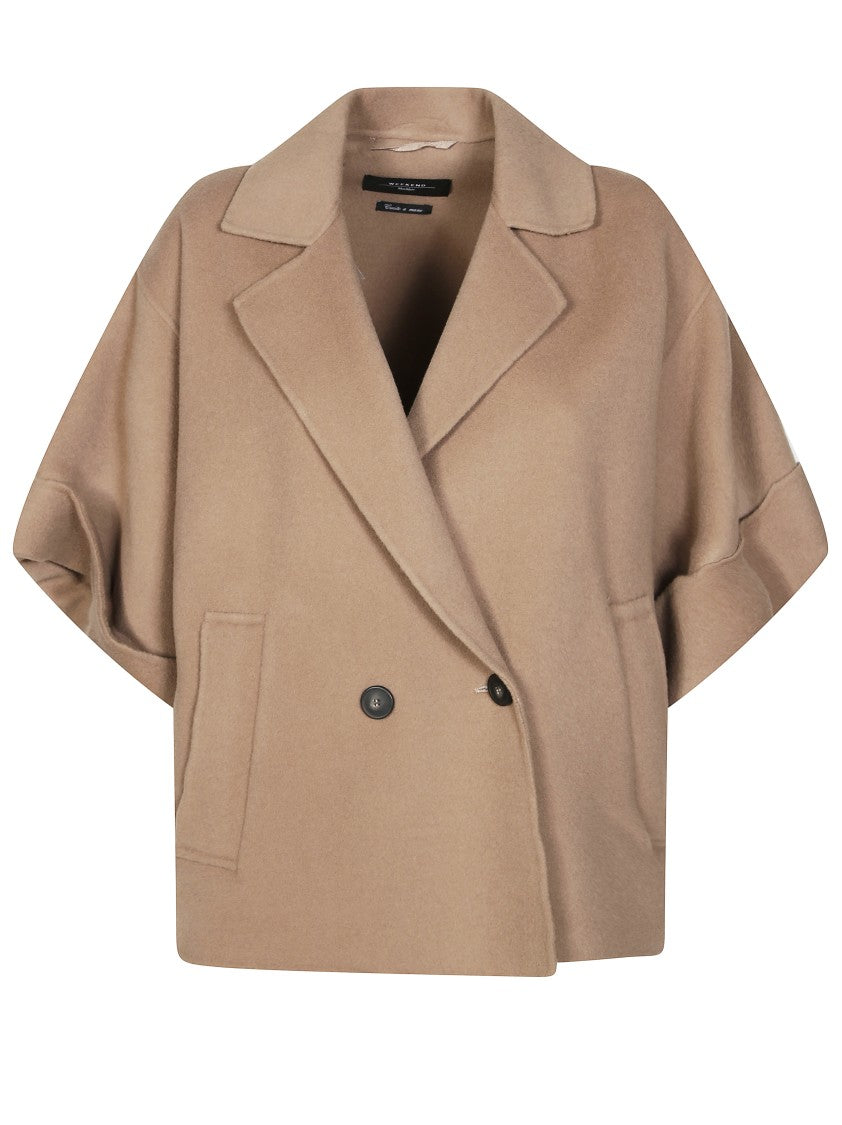 Max Mara Cropped Beige Caban Jacket With Double-Breasted Front