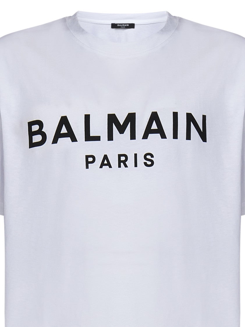 Balmain Relaxed Fit White T-Shirt With Bold Black Lettering