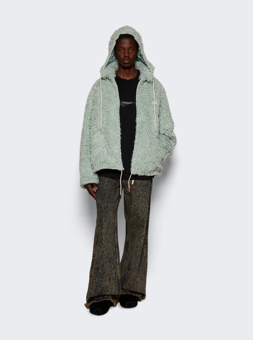 Marni Shaggy Jacket With Detachable Hood Linden Green