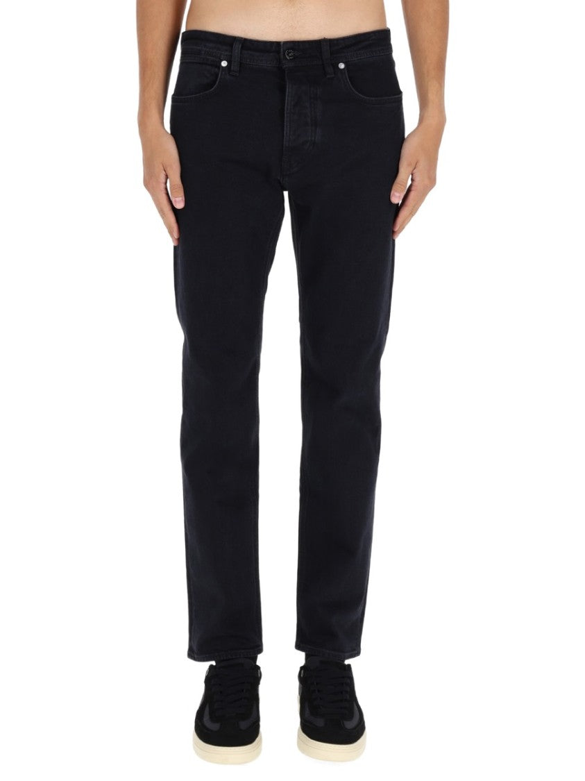 Stone Island Classic Straight-Leg Black Trousers With Button-Fly Closure