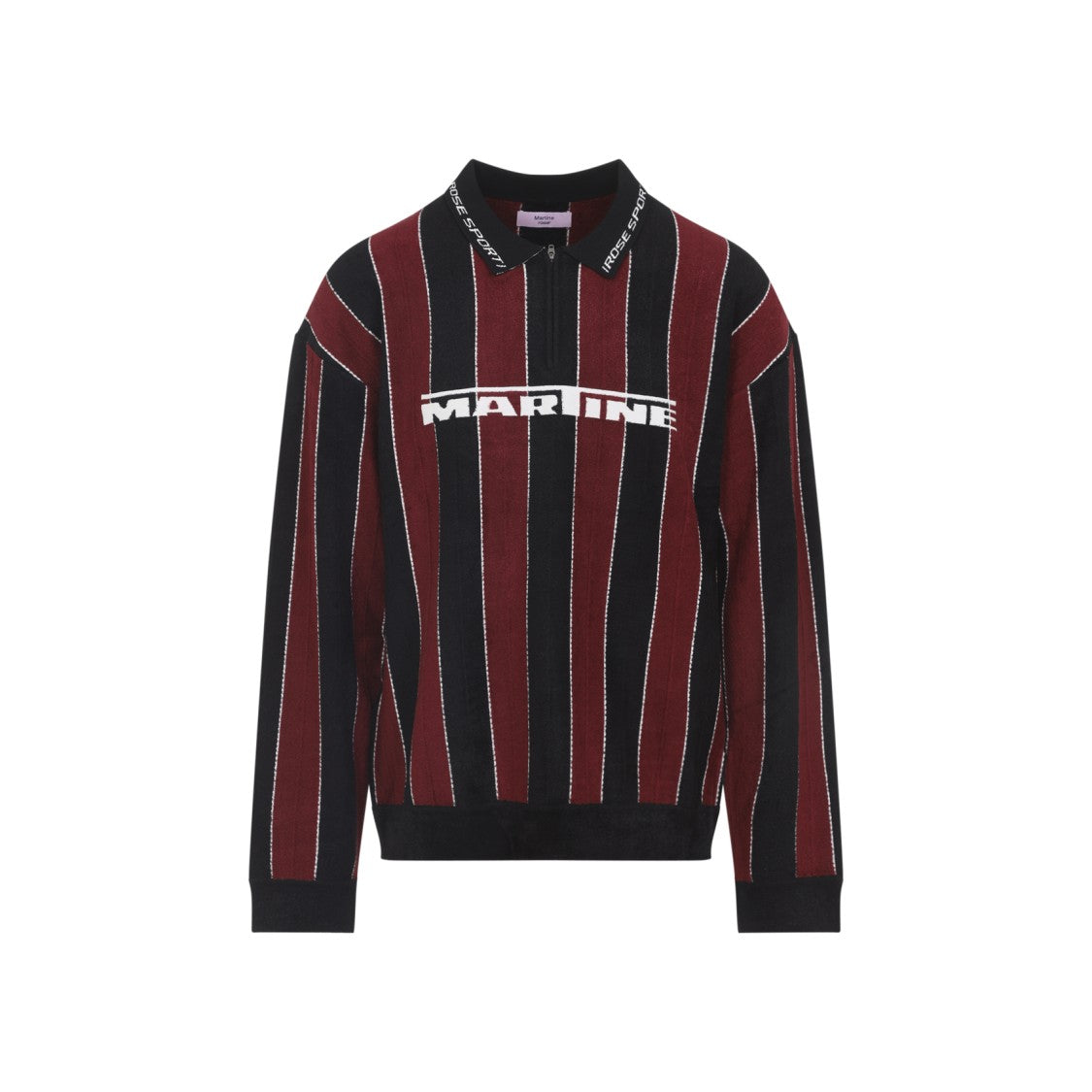 Martine Rose Long-Sleeve Striped Knit Top With Zip-Up Collar