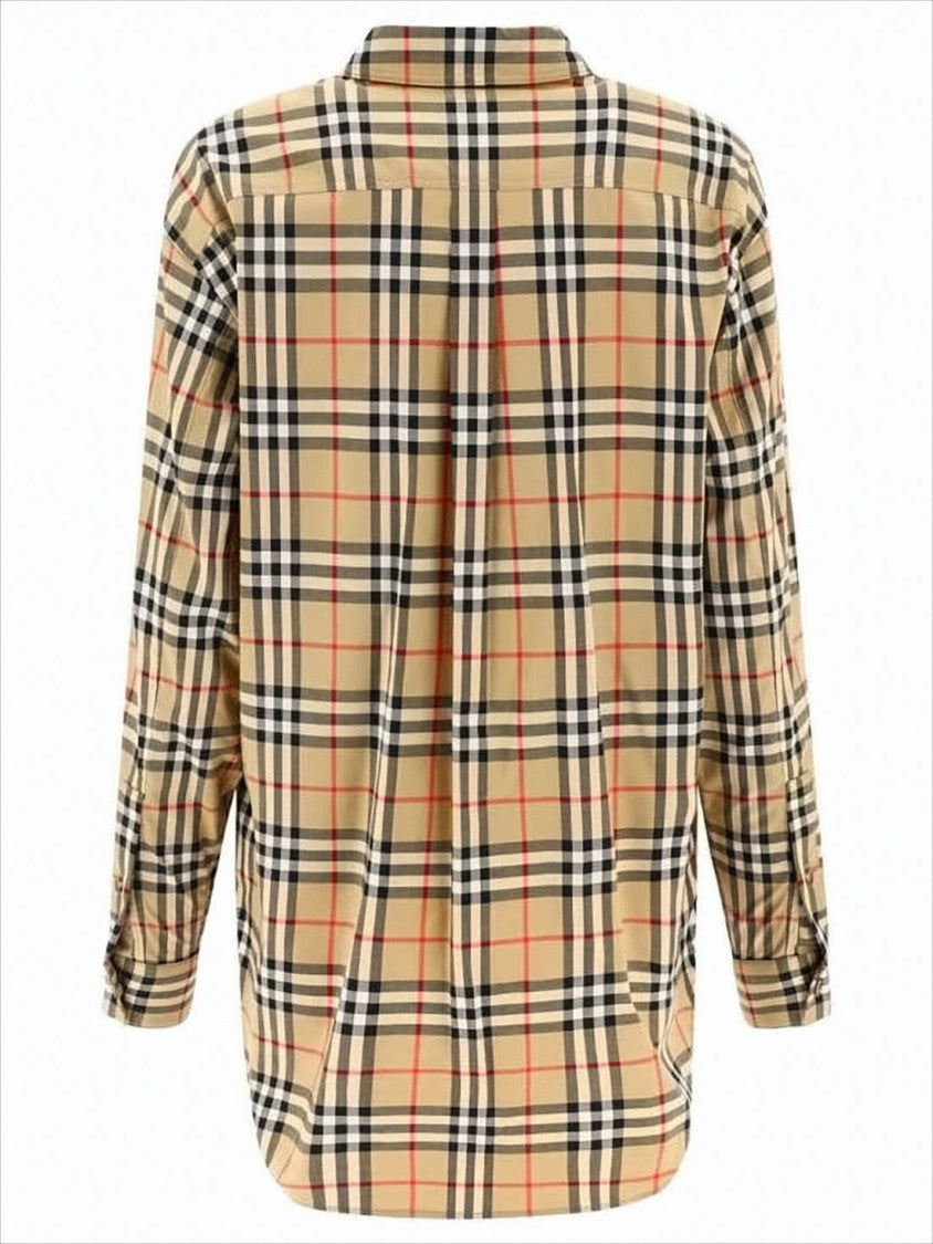 Burberry Plaid Pattern Button-Up Blouse