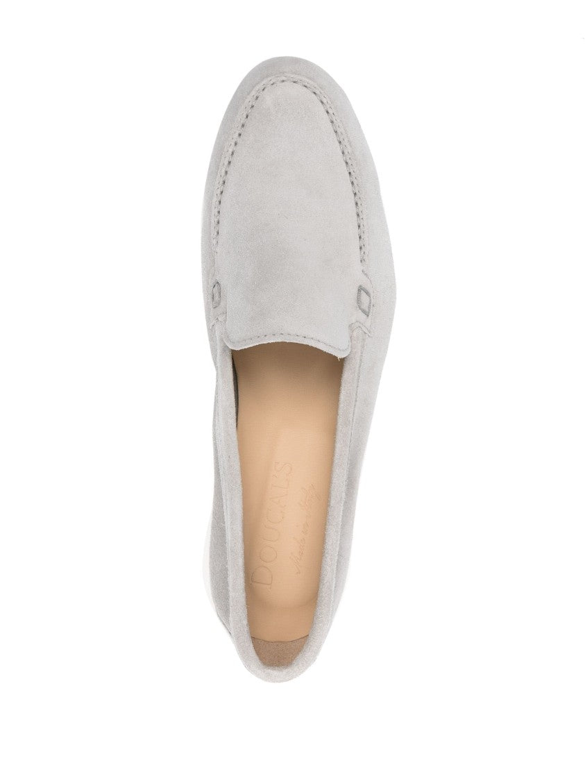 Doucal's Blue Leather Moccasins With Minimalist Design And Durable Sole