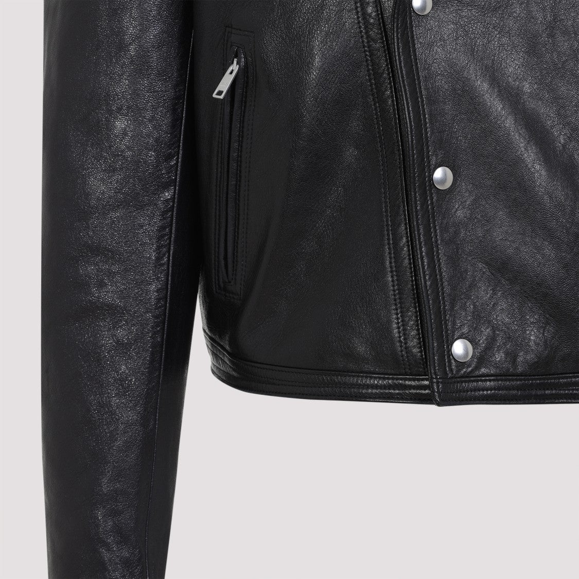 Prada Cropped Black Biker Jacket In Premium Goat Leather