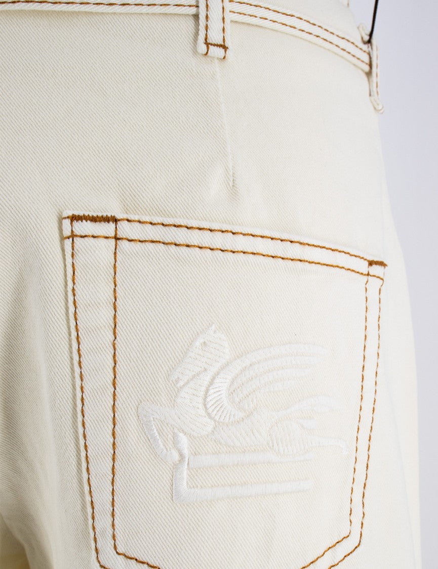 Etro High-Waisted White Denim Jeans