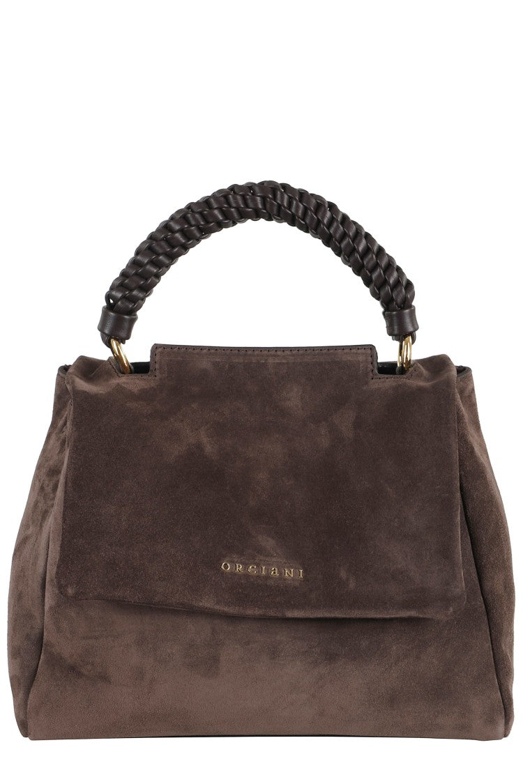 Orciani Braided Handle Suede Shoulder Bag