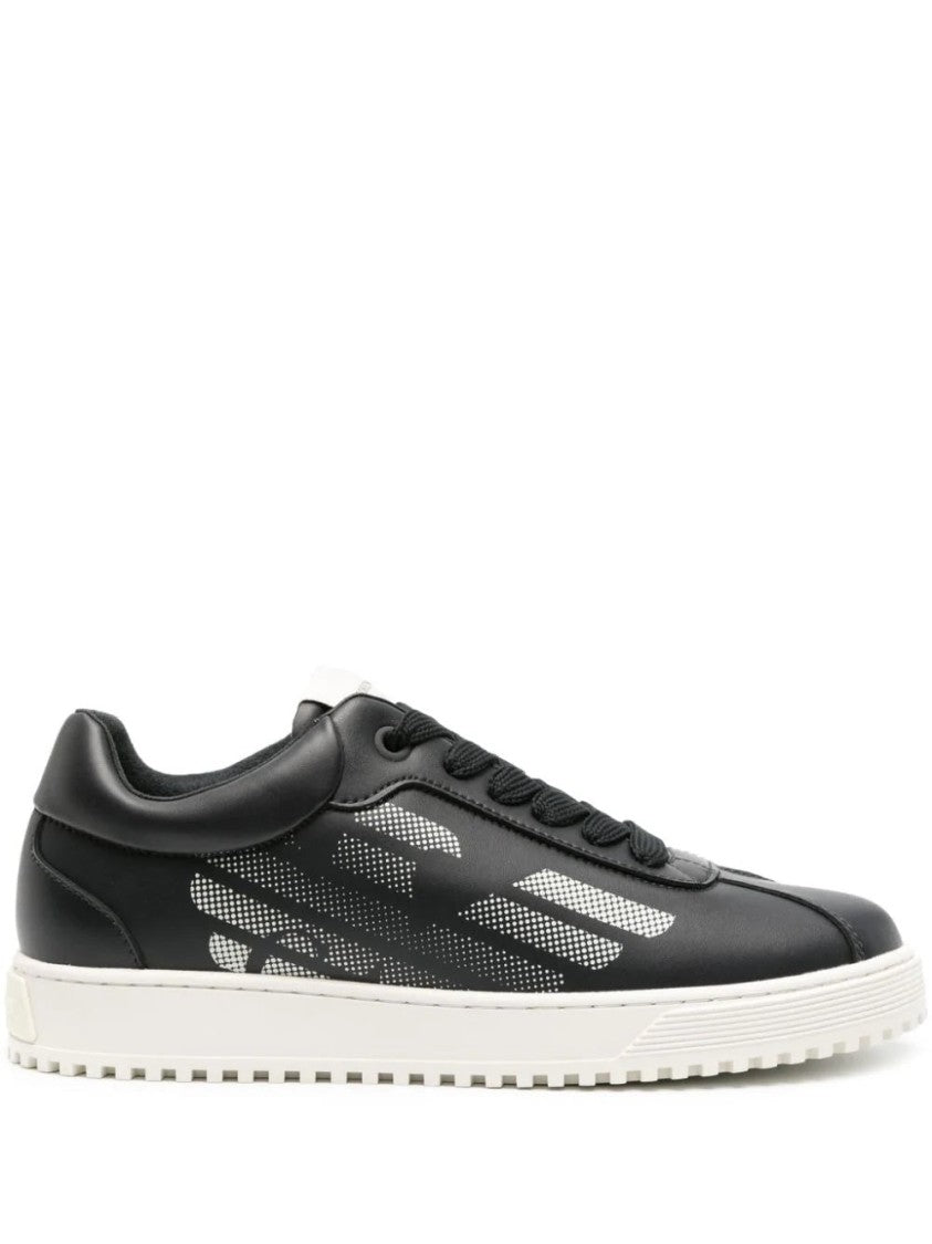 Emporio Armani Blue Trainers With Leather Upper And Rubber Sole