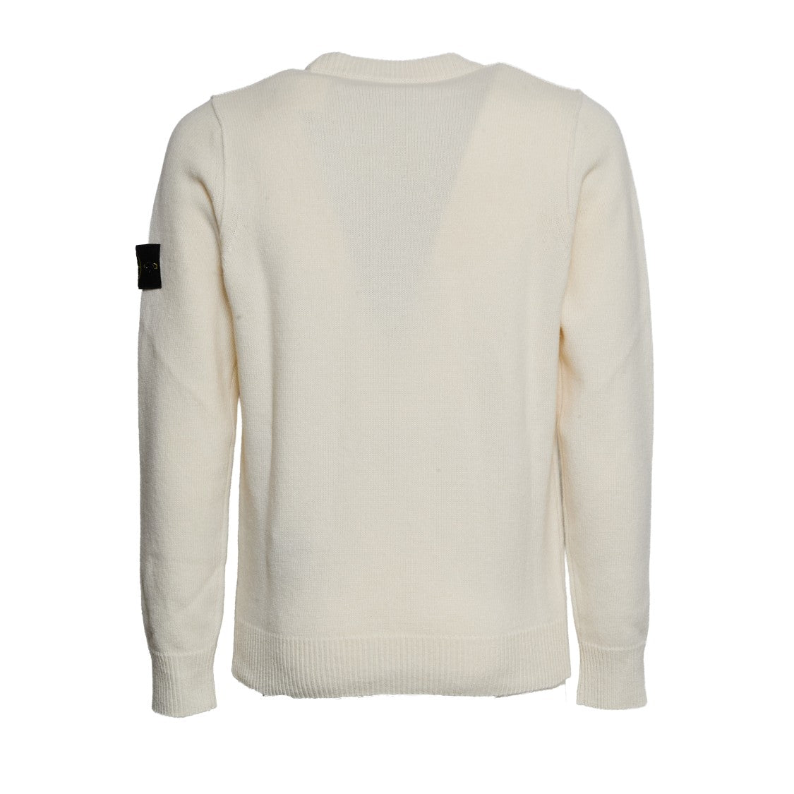 Stone Island Ivory Knit Sweater With Classic Crew Neckline