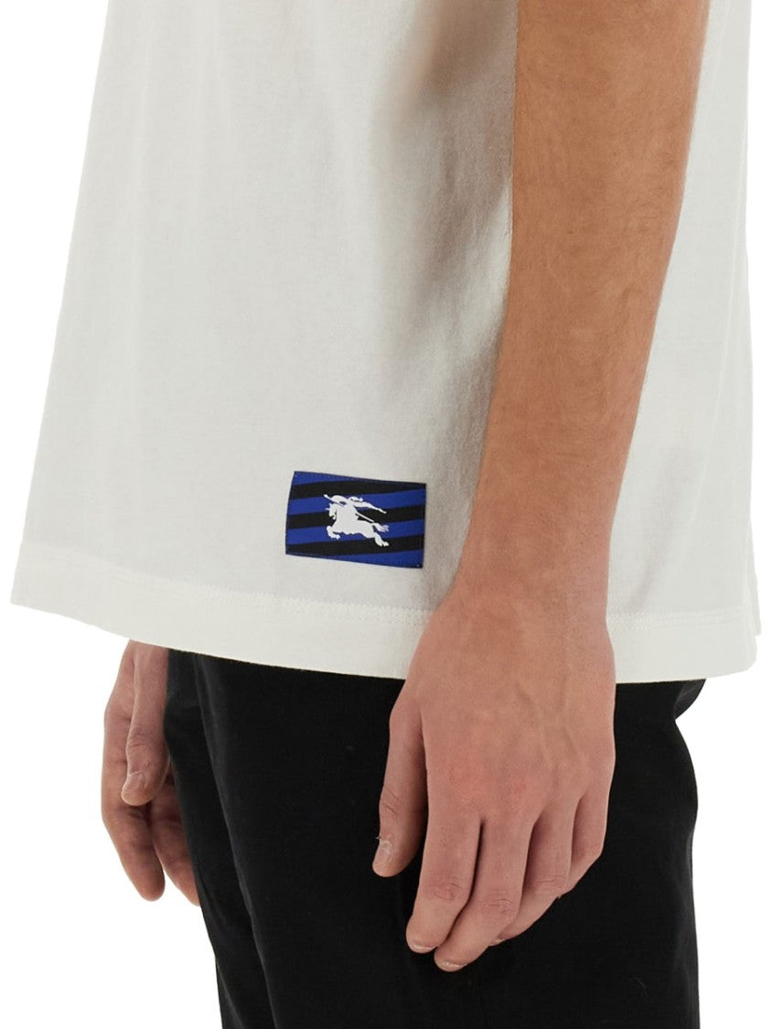 Burberry Regular Fit Cotton T-Shirt With Subtle Hem Patch