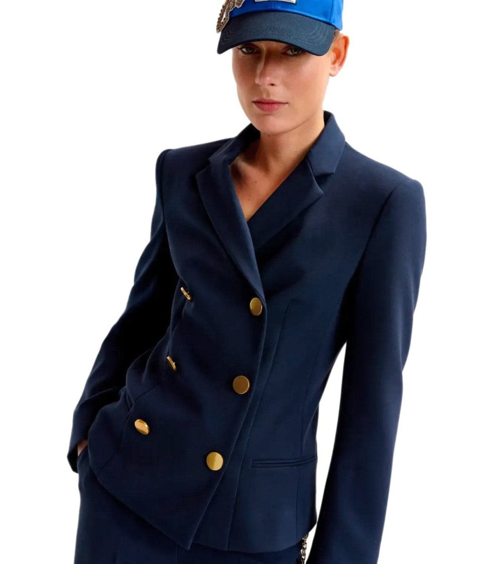 Essentiel Antwerp Irtha Navy Blue Double-Breasted Blazer