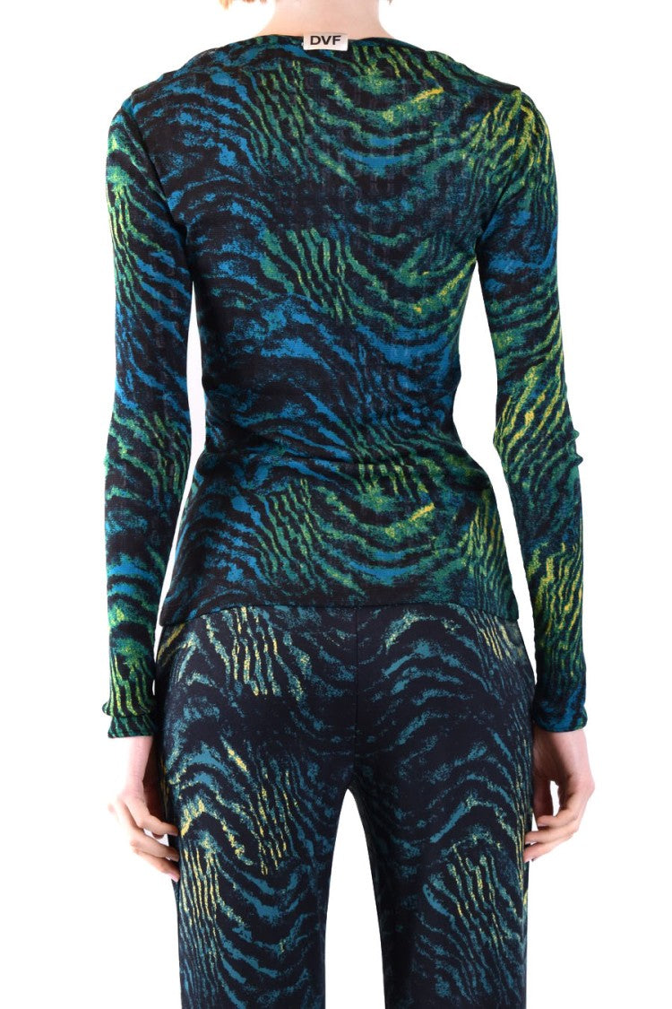 Diane Von Furstenberg Long Sleeve Sweater With Unique Textured Pattern And Comfortable Fit