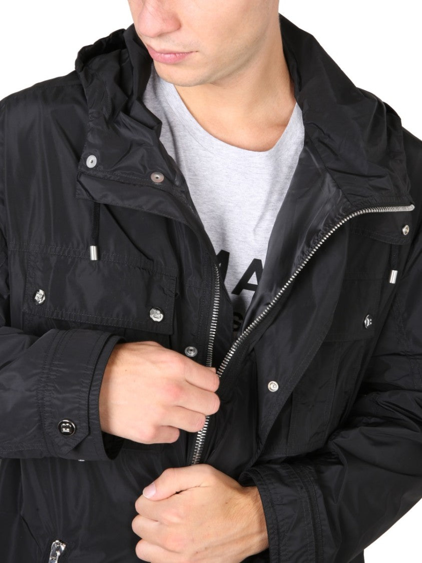 Balmain Hooded Black Jacket With Drawstring