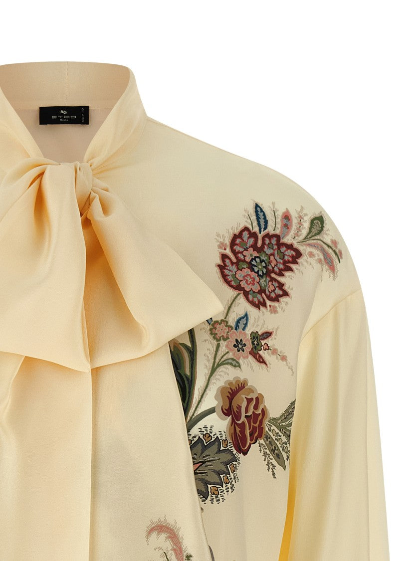 Etro Silk Crepe De Chine Lavallière Collar Shirt