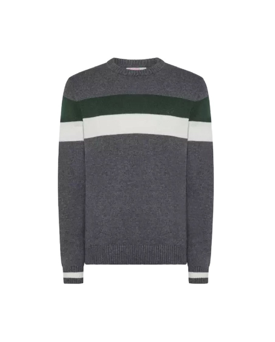 Sun68 Striped Knit Sweater With Wool And Cashmere Blend
