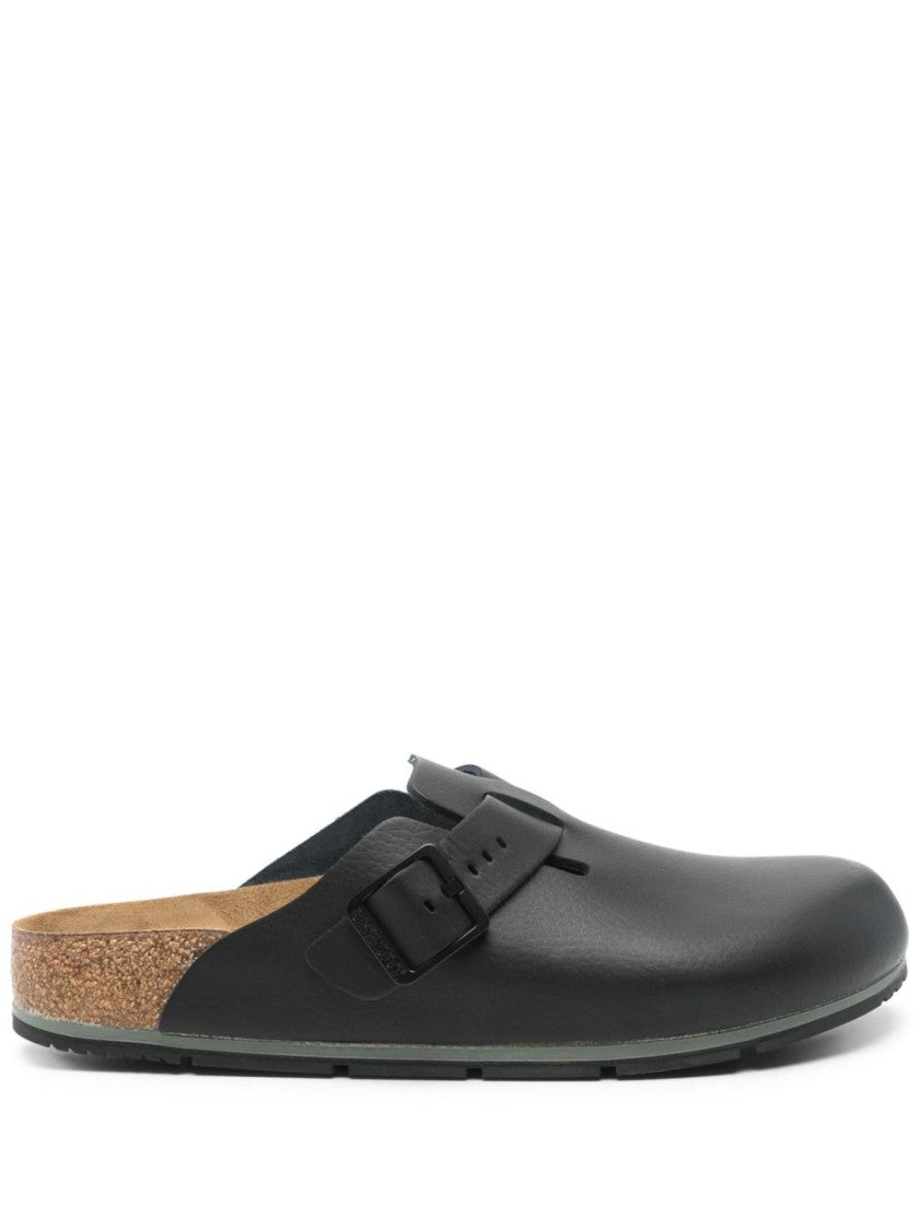 Birkenstock Closed-Toe Black Leather Sandals With Adjustable Strap
