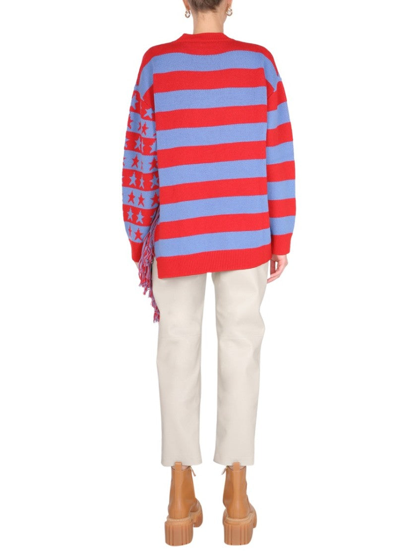 Stella Mccartney Fringed Oversized Crew Neck Sweater