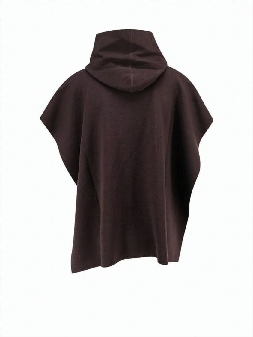 Fendi Flowing Wool-Blend Cape With Signature Monogram Interior