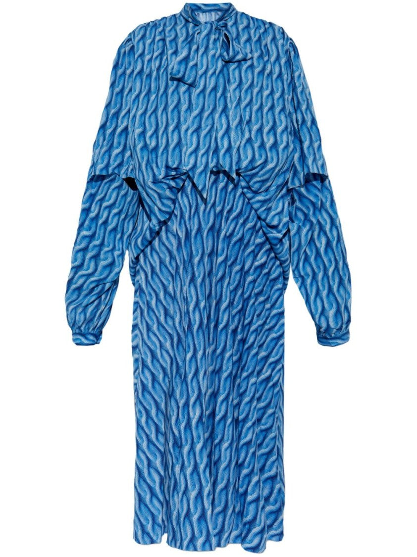 Balenciaga Wave Pattern Print Dress
