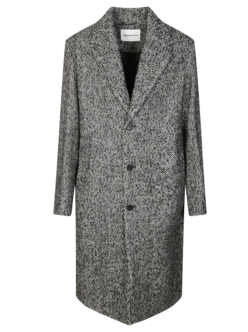 Amaranto Mid-Length Herringbone Pattern Coat