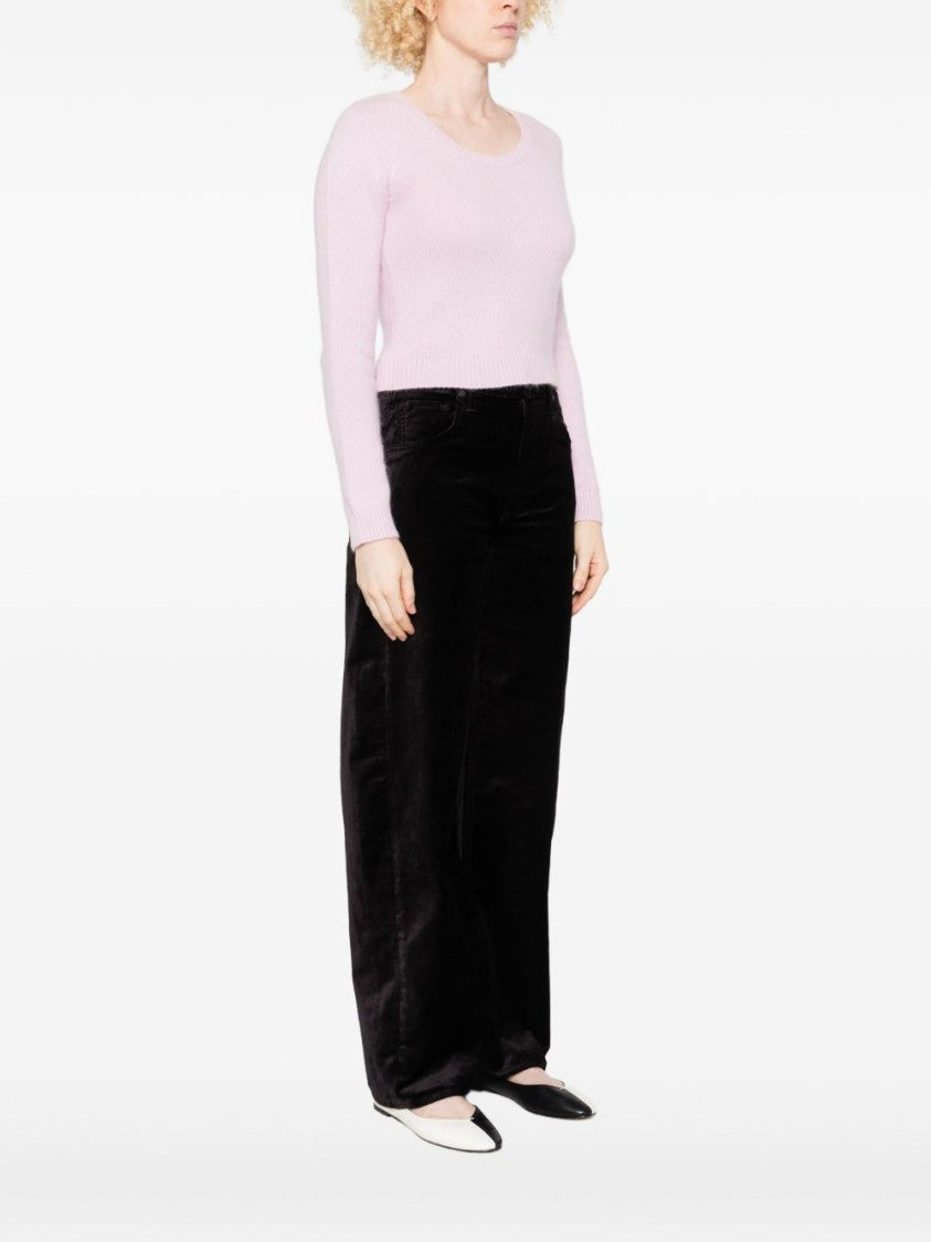 Twin-Set Light Pink Knitted Sweater With Ribbed Detail