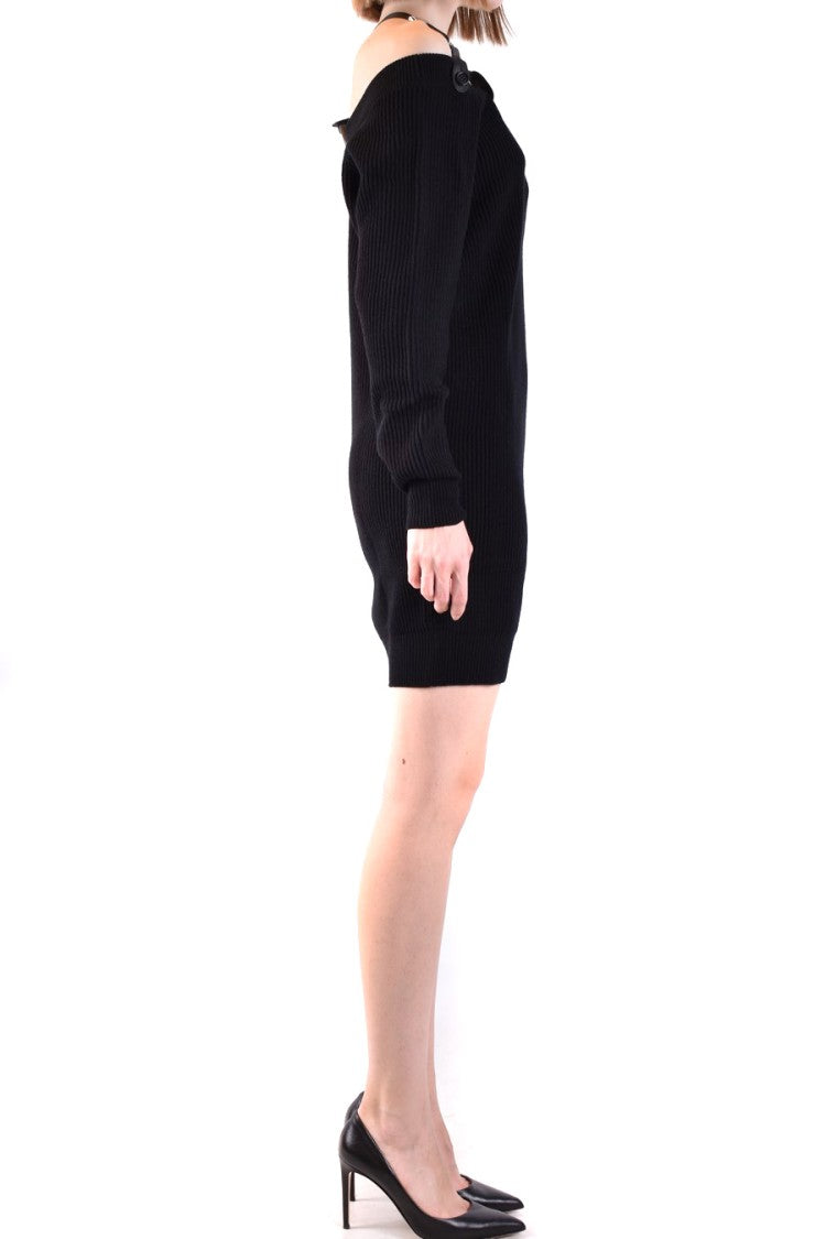 Moschino Off-Shoulder Wool Dress With Statement Harness Detail