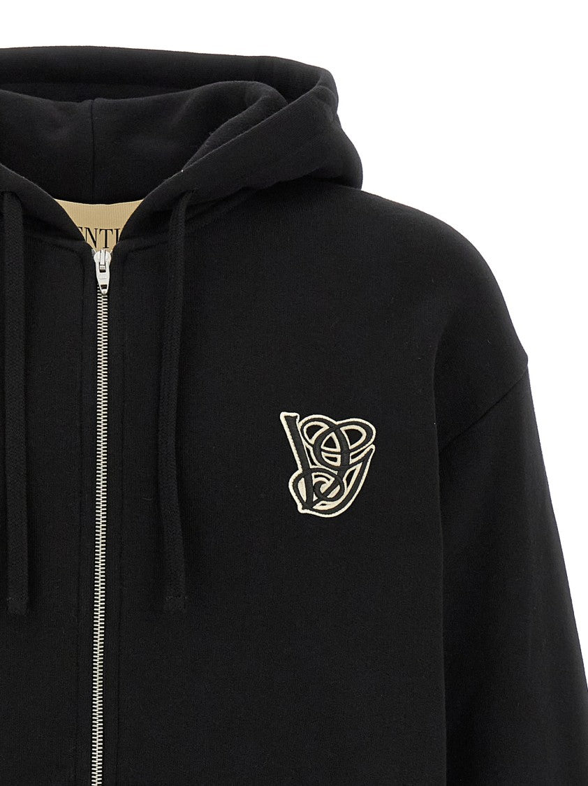 Valentino Garavani Brushed Cotton Hoodie With Vg Patch