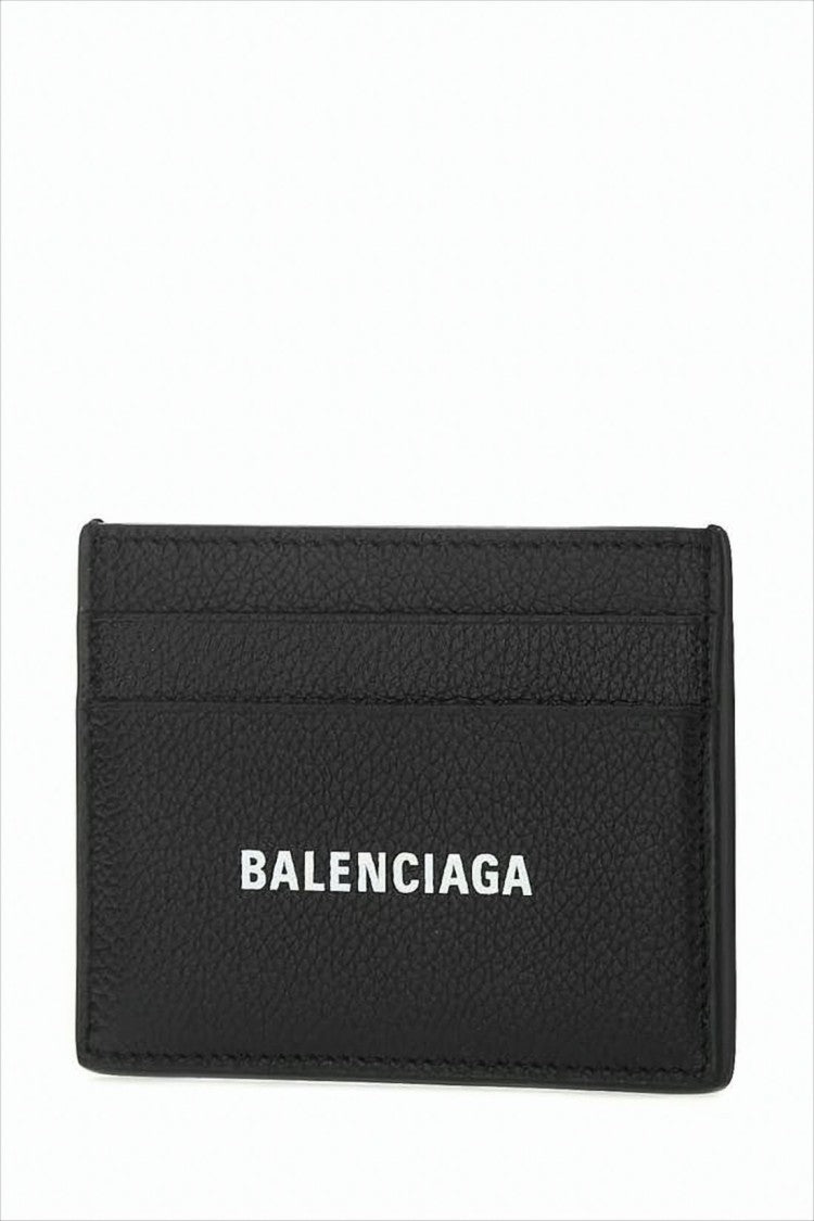 Balenciaga Textured Calf Leather Card Wallet With Bold Logo